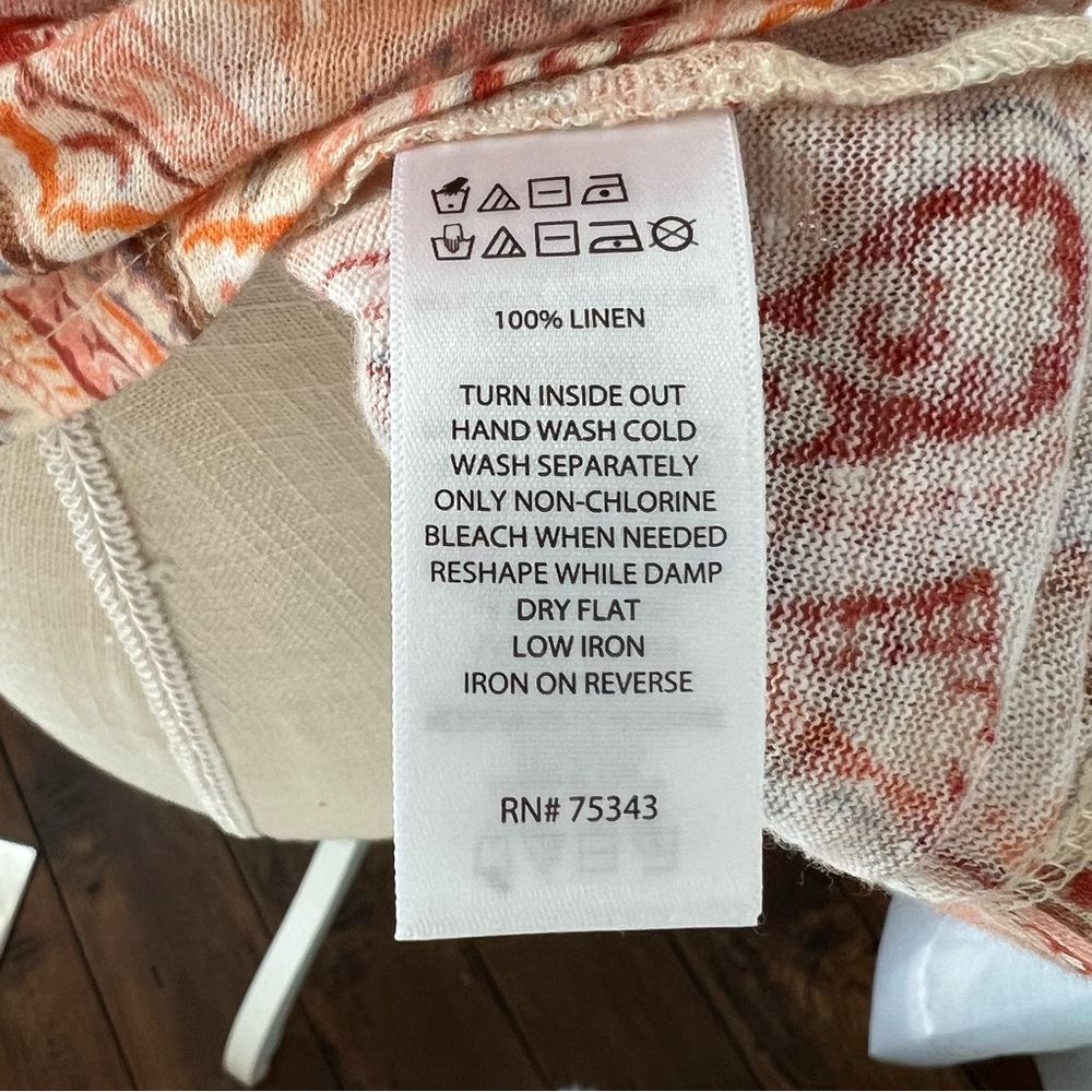 Rachel Zoe Linen To Love 100% Linen Paisley Print Size Small NWT - Picture 9 of 13